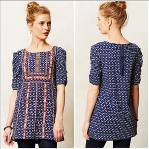 Anthropologie Akemi + Kin Seva Embroidered Tunic Top M